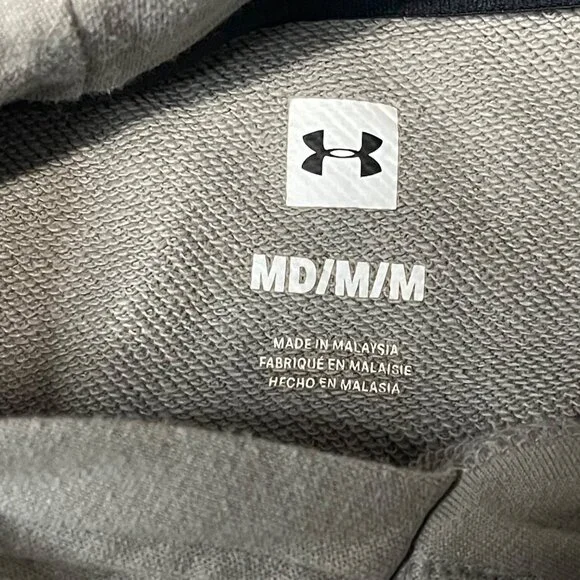 Under Armour Mens Short Sleeve Hoodie Size M Gray & Olive Cotton-Poly Blend - Picture 9 of 12